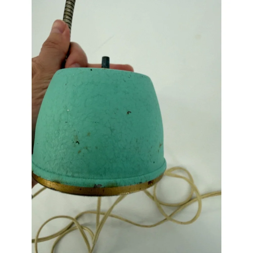 Hi Lite Model 340 Mid Century Modern Gooseneck Desk Lamp Aqua Turquoise Brass